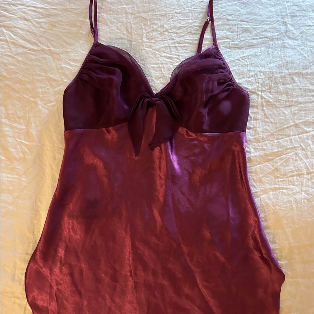Women's Satin Slip Top in Deep Plum